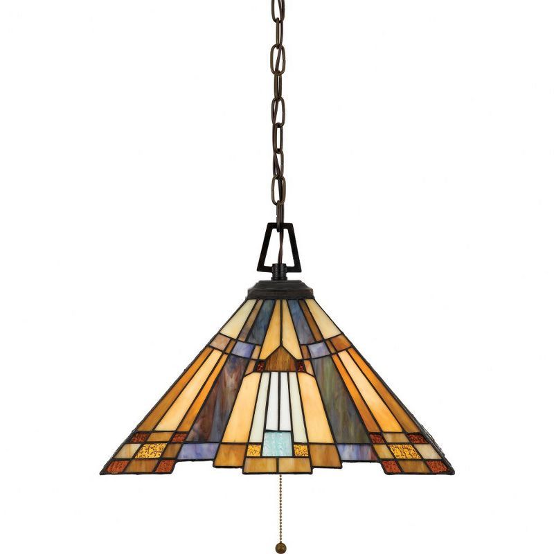 Valiant Bronze 17'' Tiffany Glass 3-Light Pendant