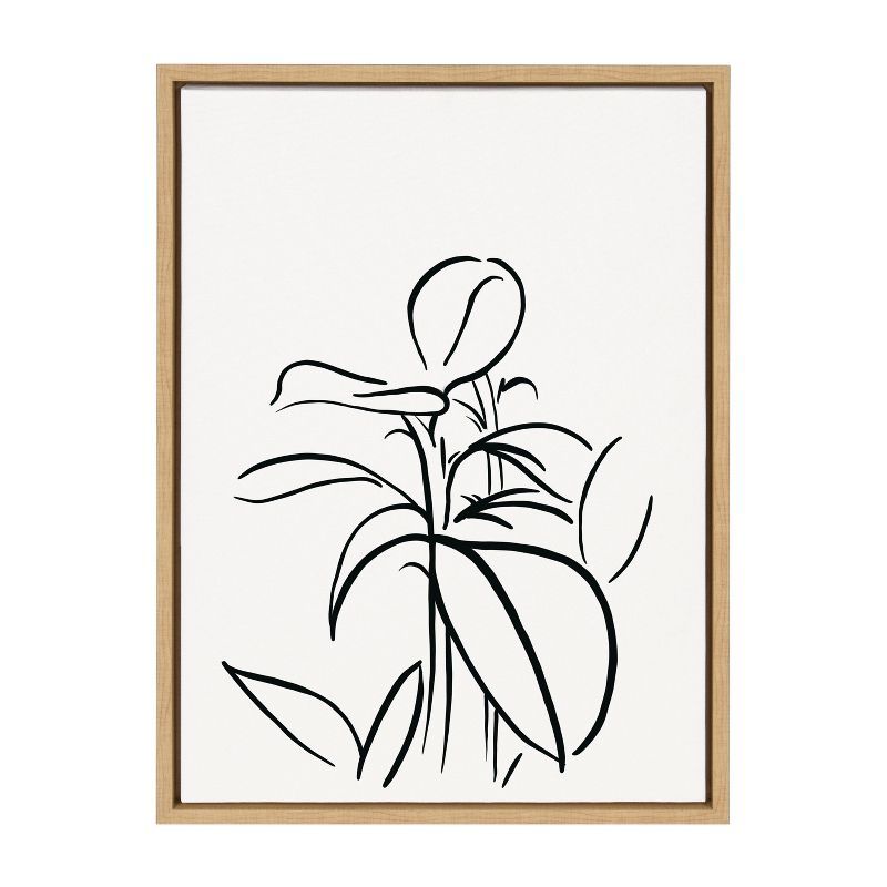 Natural Framed Abstract Botanical Canvas Print, 18x24