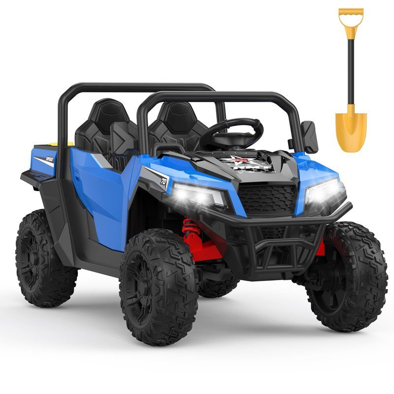 Blue 24V Kids Ride-On UTV with Remote Control and Shovel