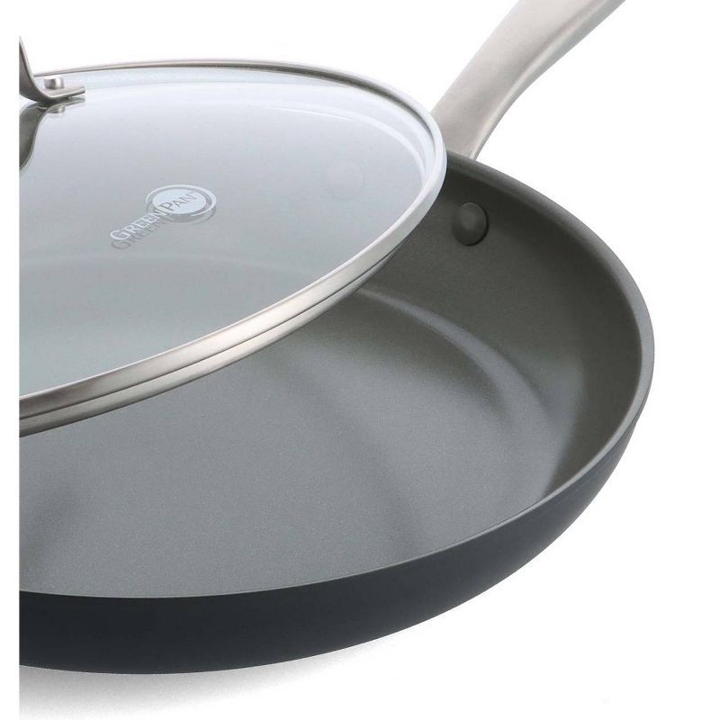 Gray 12" Aluminum Ceramic Nonstick Fry Pan with Glass Lid