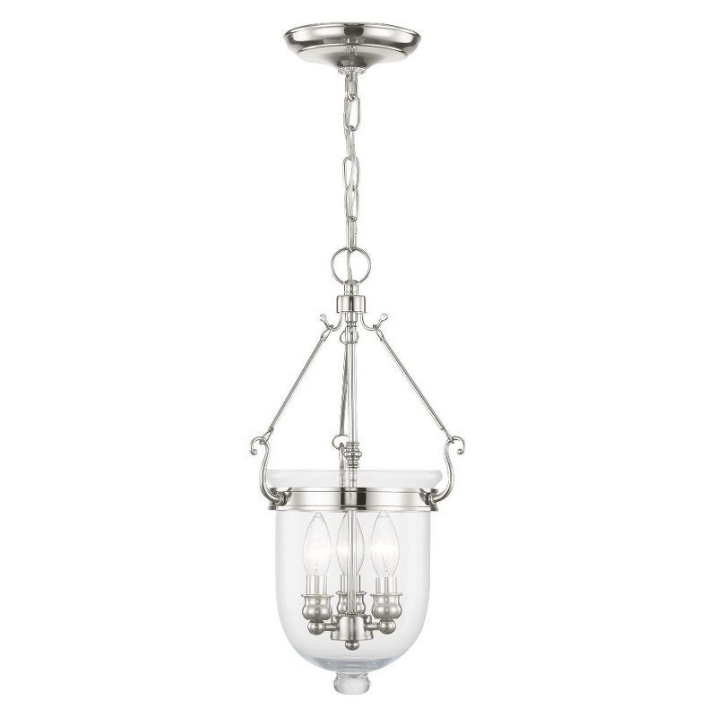 Elegant Jefferson 3-Light Chandelier in Polished Nickel with Clear Glass