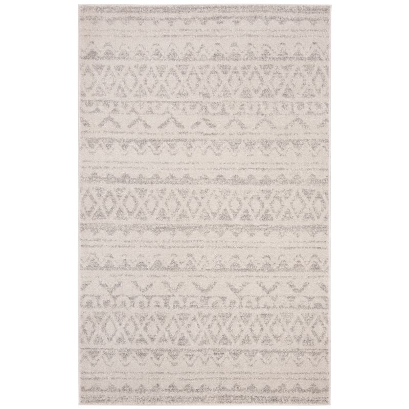 Ivory and Silver Rectangular Reversible Area Rug 6' x 9'