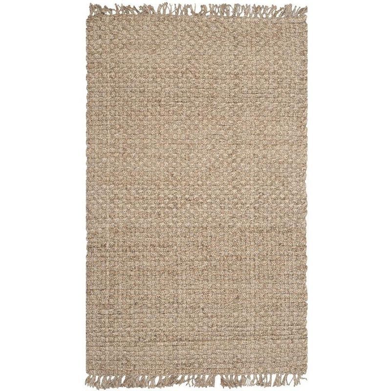 Ivory Hand-Knotted Jute Rectangular 4' x 6' Area Rug