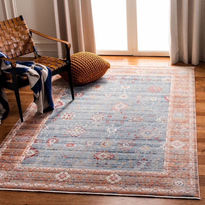 Kenitra Ivory and Blue Rectangular Synthetic Area Rug