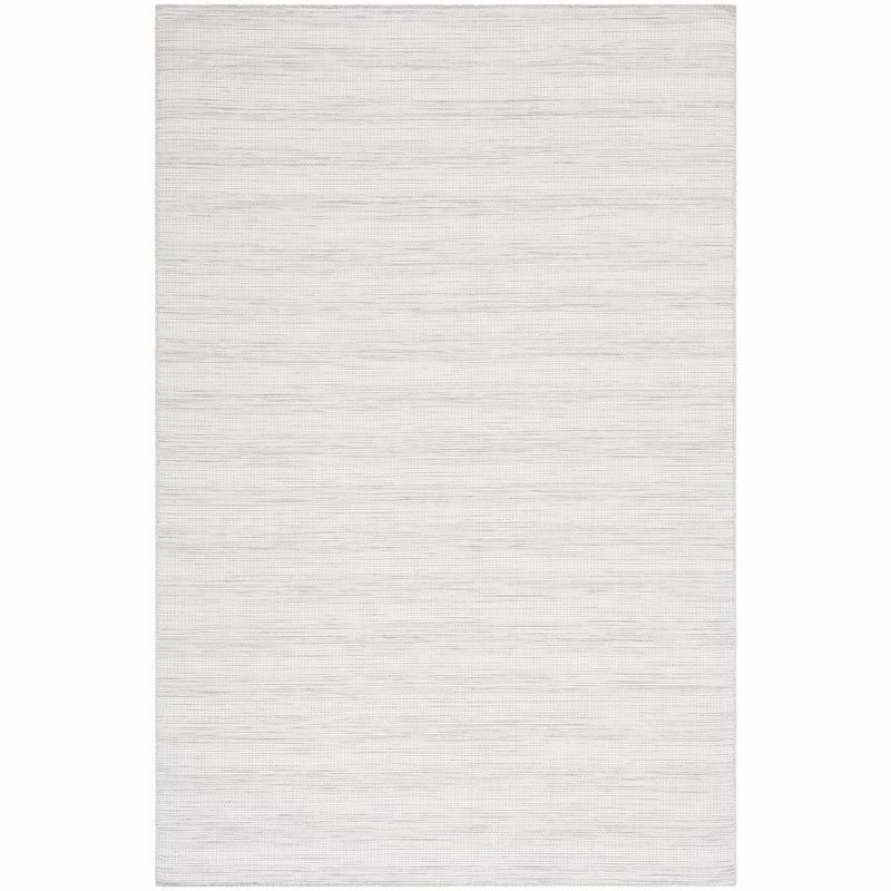 Ivory & Grey Ombre Stripe Hand-Knotted Wool Blend Area Rug