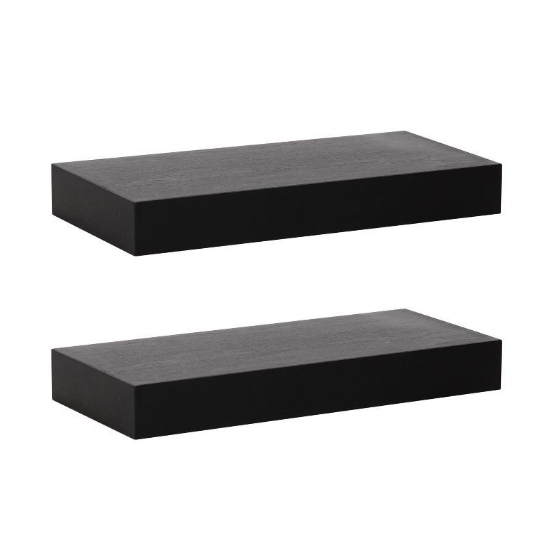 Havlock 18'' Black Wood Modern Floating Cube Shelves - Set of 2