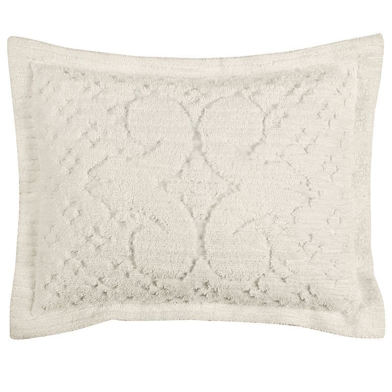 Ivory Cotton Chenille Tufted Medallion Standard Sham