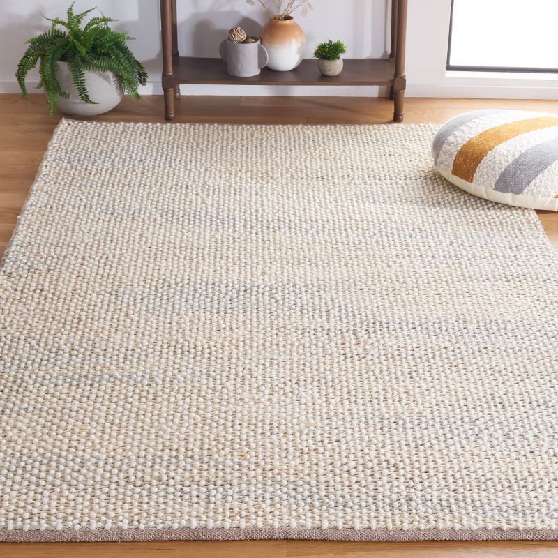 Natural Light Grey Handwoven Wool Square Area Rug