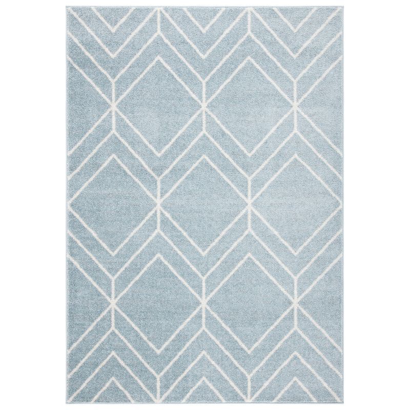 Adirondack Blue and Ivory Geometric 9' x 12' Synthetic Rug