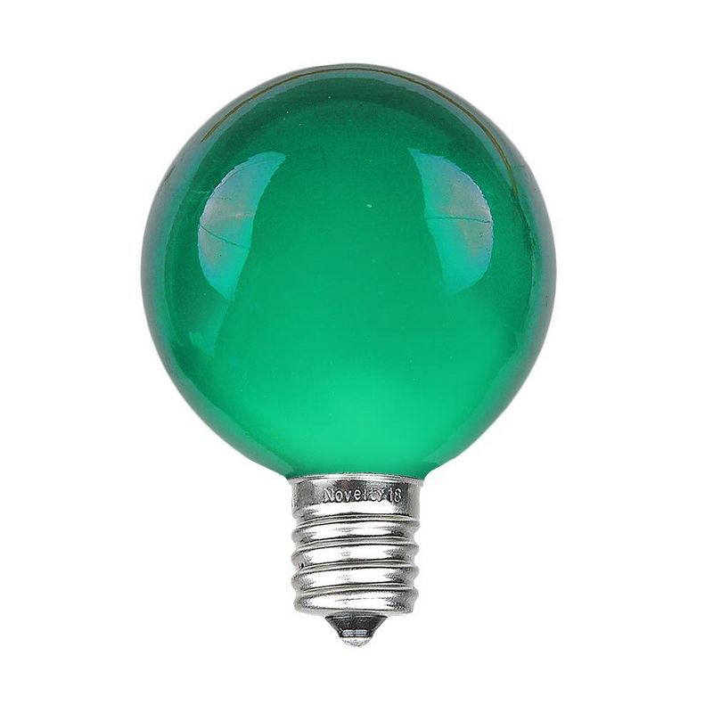Green Glass Globe Outdoor String Light Bulbs, 25 Pack