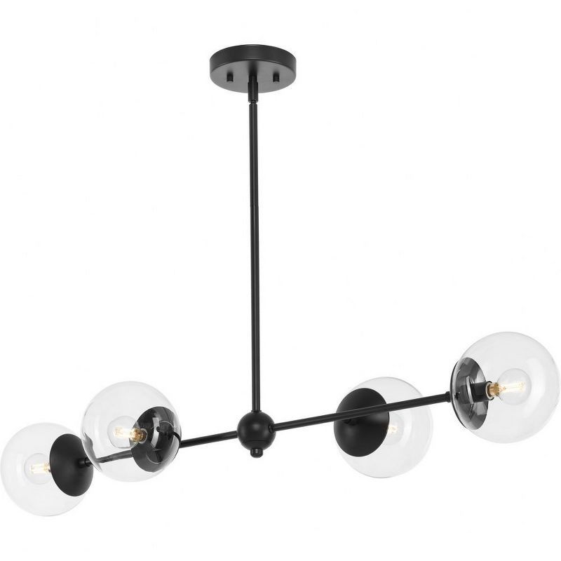 Atwell Matte Black 4-Light Island Pendant with Clear Glass Globes