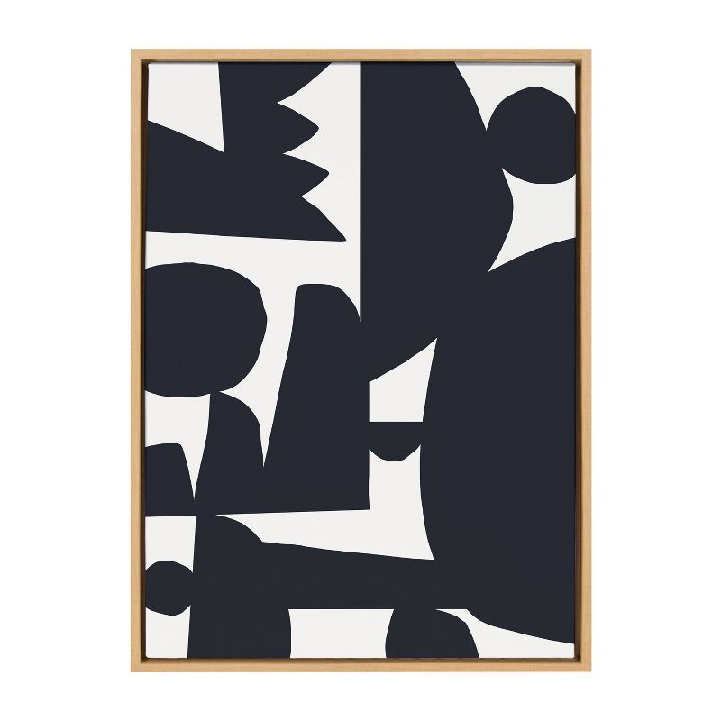 Quiet Jungle Abstract Canvas Print in Natural Frame