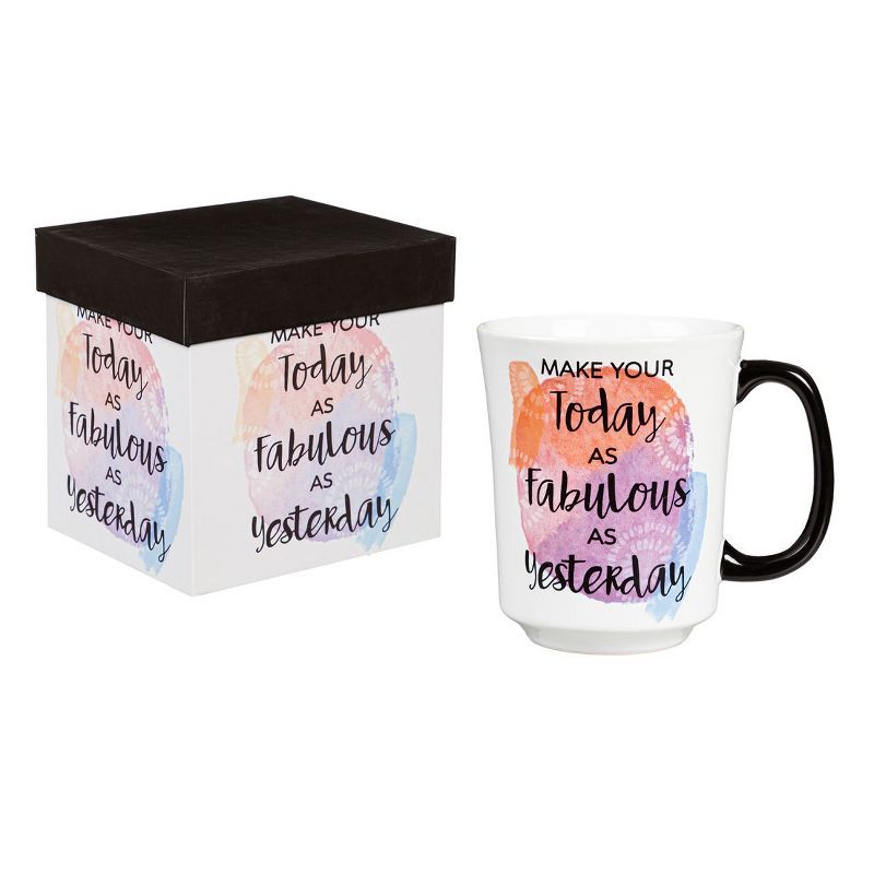 Inspirational Ceramic Mug with Black Handle, 14 oz