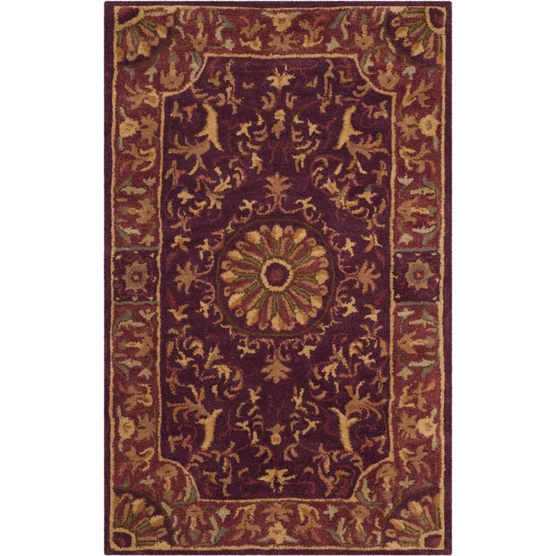 Empire Burgundy Hand-Tufted Wool 3' x 5' Area Rug