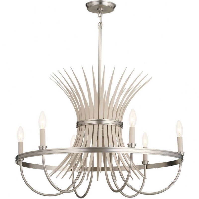 Elegant Brushed Nickel 6-Light Chandelier with Candelabra Bulbs