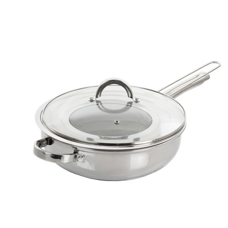 Oster 4 Quart Stainless Steel Saute Pan with Lid and Splatter Guard