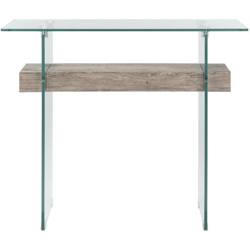 Kayley Grey Oak and Glass Console Table with Geometric Lines