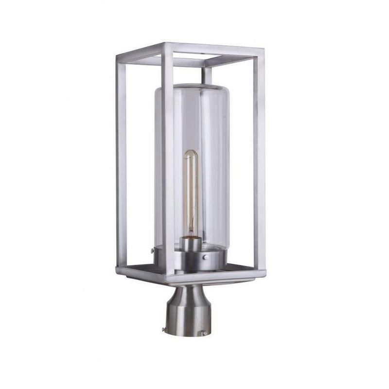 Neo Satin Aluminum 1-Light Outdoor Post Lantern with Clear Glass