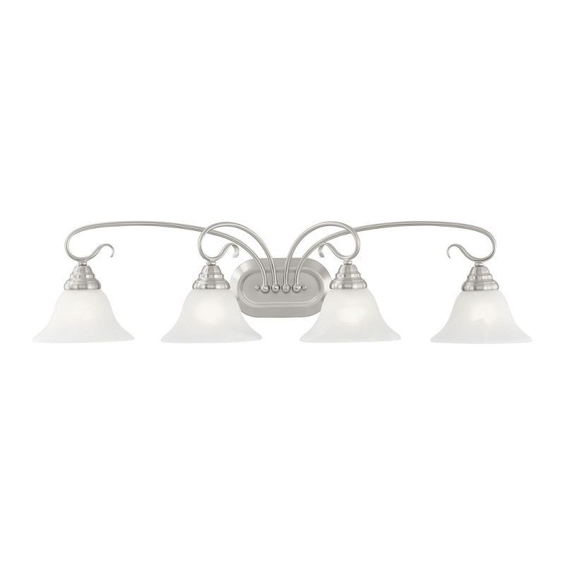 Coronado Brushed Nickel 4-Light Bath Vanity with White Alabaster Glass