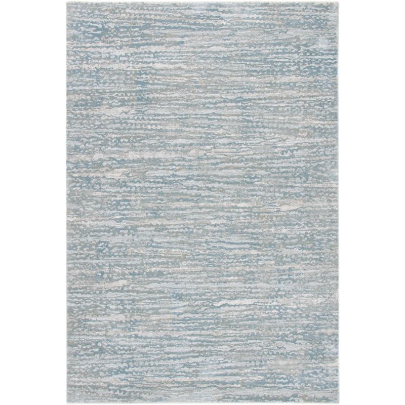 Gray and Blue Hand-Knotted Synthetic 4' x 6' Area Rug