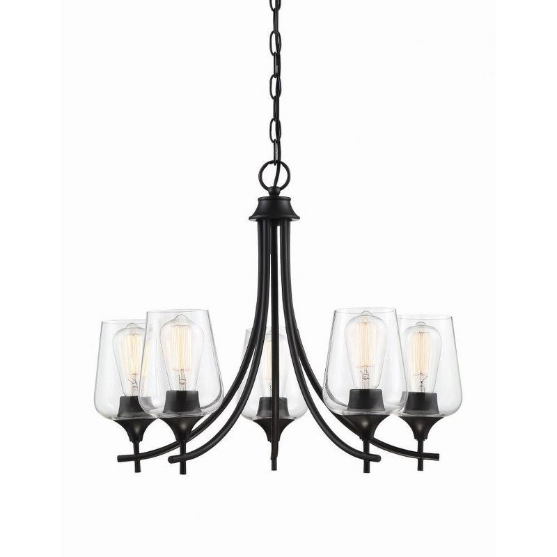 Octave Black 5-Light Chandelier with Clear Glass Shades