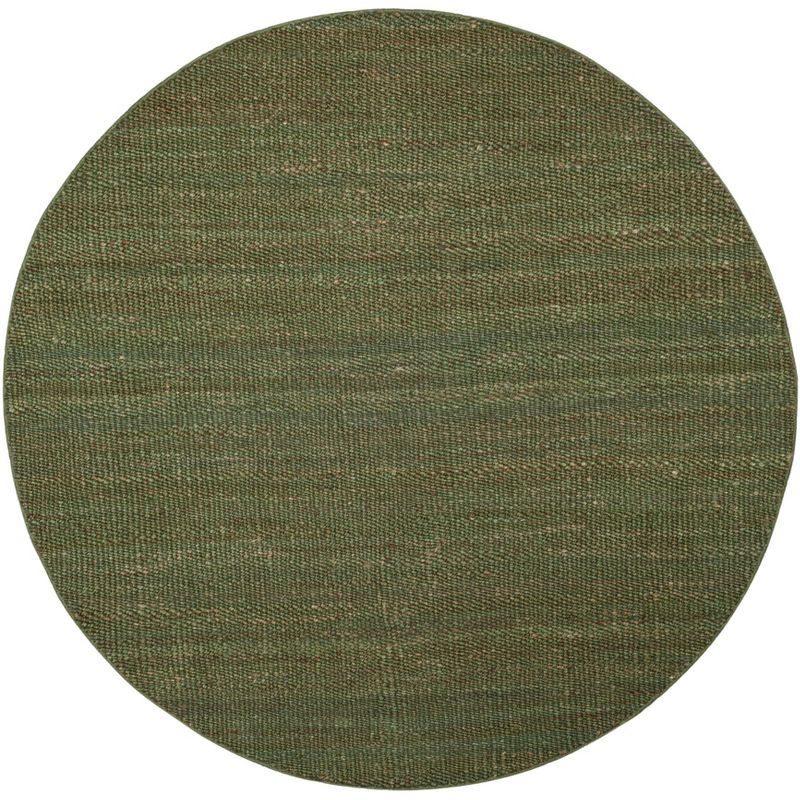 Handwoven Green Jute Round Area Rug, 4 ft