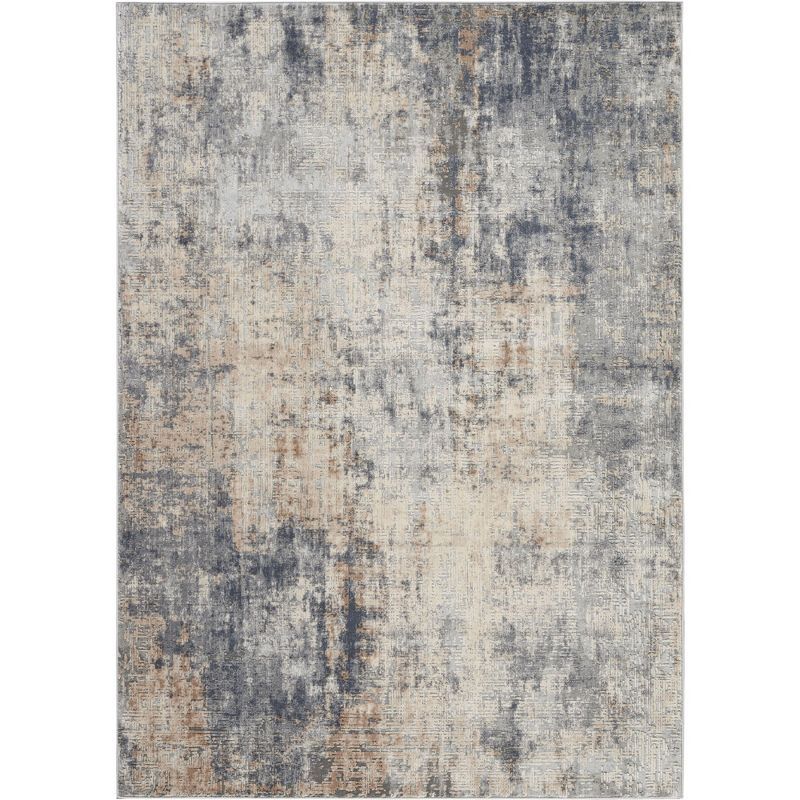 Abstract Grey/Beige Synthetic 5'3" x 7'3" Easy-Care Area Rug