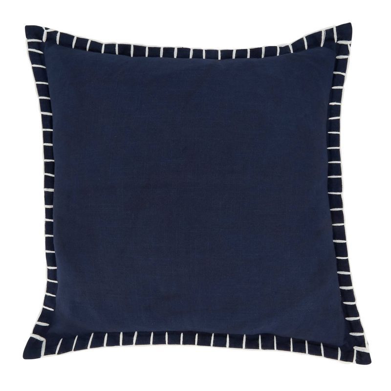 Navy Blue Chunky Whip Stitch Square Throw Pillow