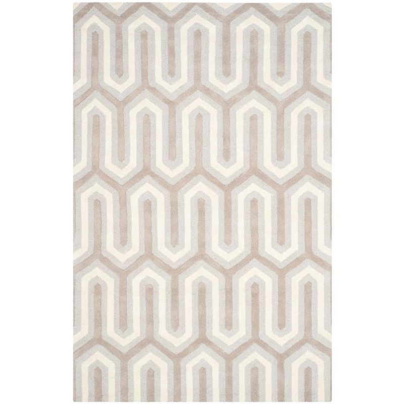 Light Blue and Grey Hand-Tufted Wool Area Rug