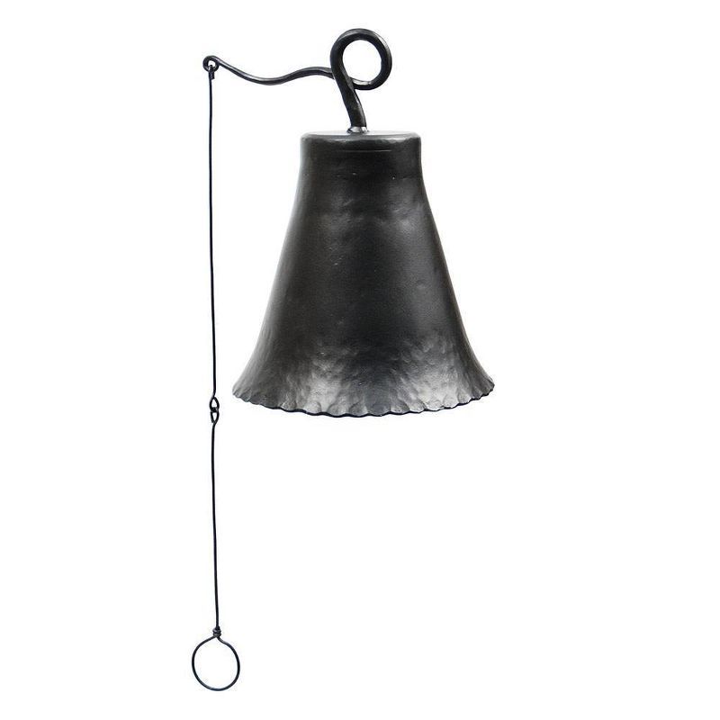 Large Graphite Wrought Iron Hanging Bell with Knocker