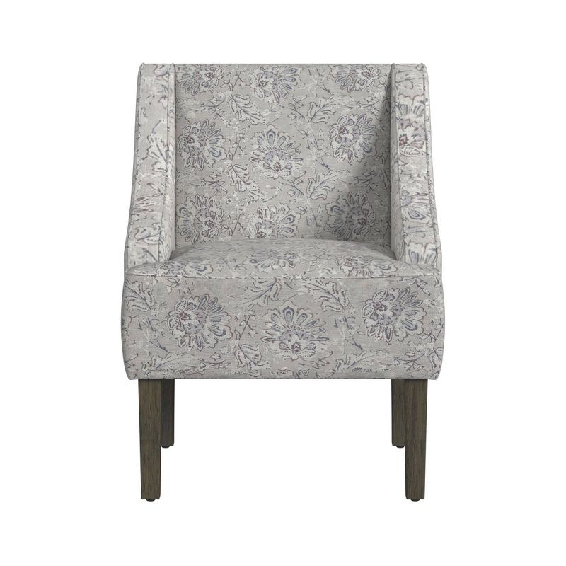 Linen Floral Print Swoop Arm Accent Chair