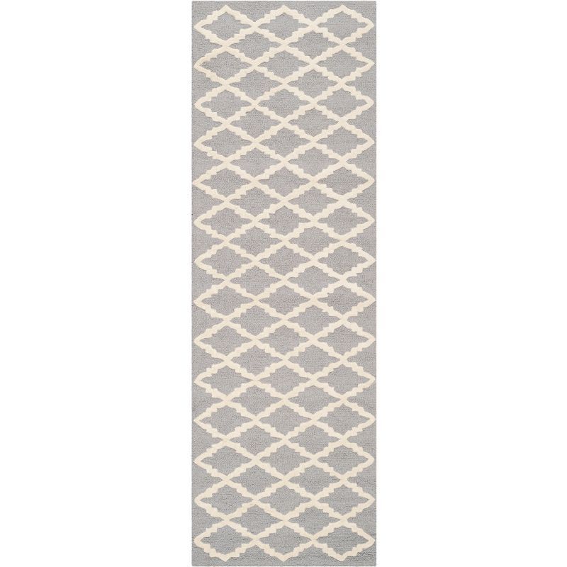 Silver and Ivory Hand-Tufted Wool Rectangular Area Rug