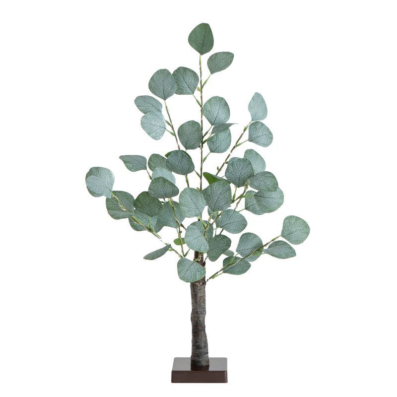 2-Foot Green Plastic Eucalyptus Tree with LED Lights