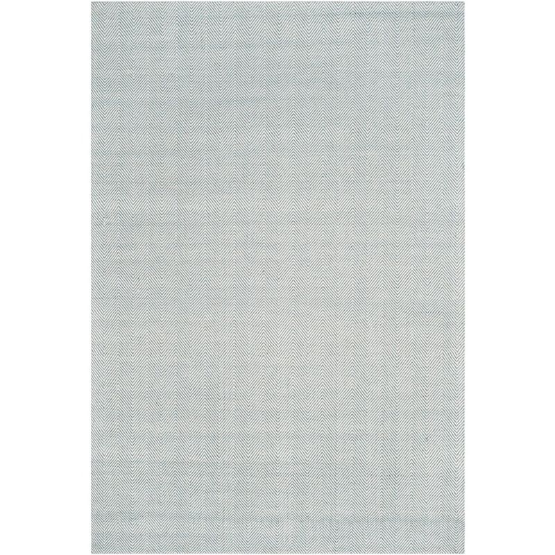 Light Blue Rectangular 4' x 6' Hand-Tufted Wool and Viscose Rug