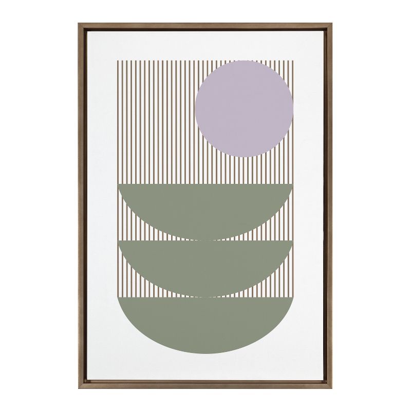 Sage and Lilac Geometric Abstract Canvas Print with Gold Frame, 23x33