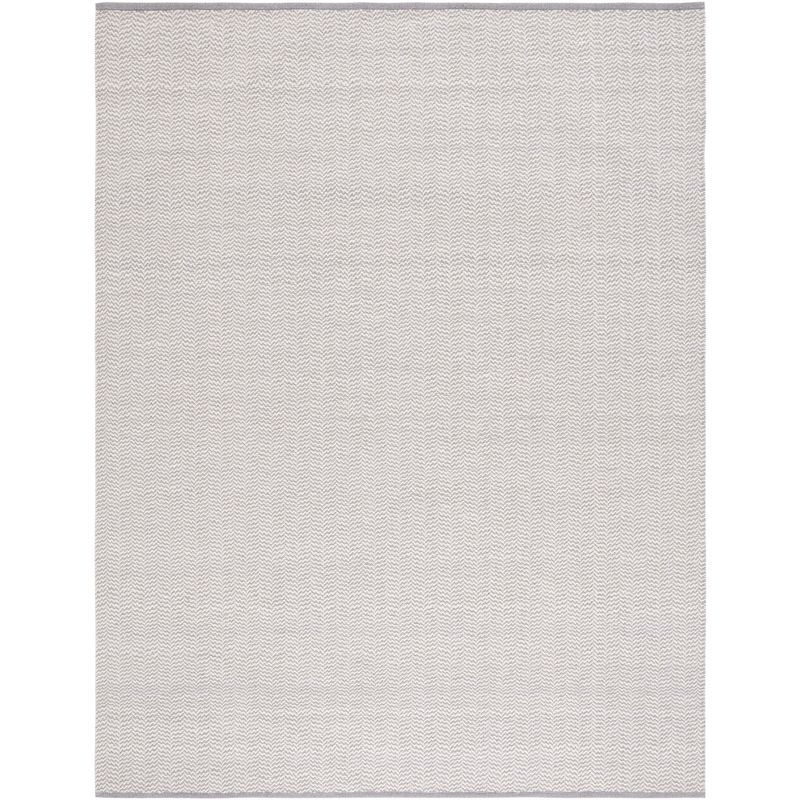 Grey and Ivory Hand-Knotted Wool Area Rug, 8' x 10'