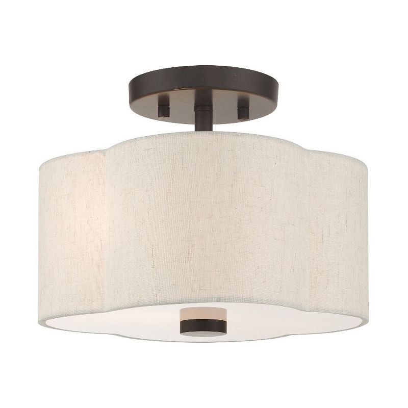 Solstice English Bronze 2-Light LED Drum Semi-Flush Mount