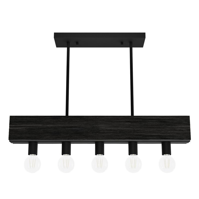 Black Iron and Ash 5-Light Linear Chandelier