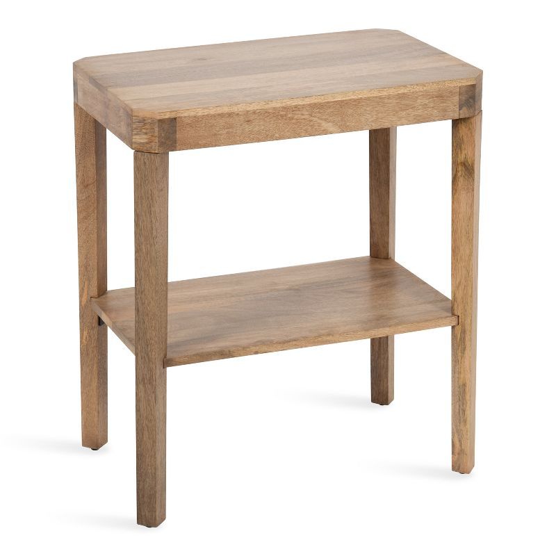 Natural Mango Wood Two-Tier Side Table