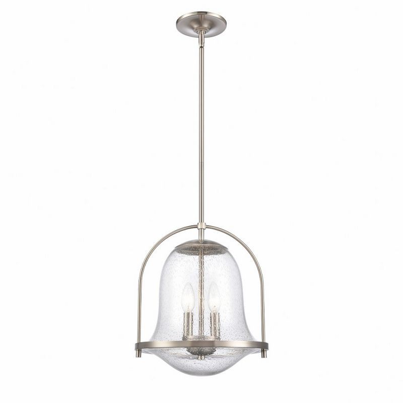 Satin Nickel Clear Seeded Glass 2-Light Pendant