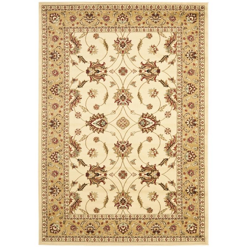 Ivory and Beige Floral Persian Style Synthetic Area Rug, 8' x 11'