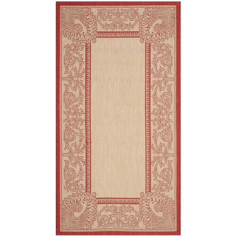 Natural and Red Synthetic Indoor/Outdoor Area Rug