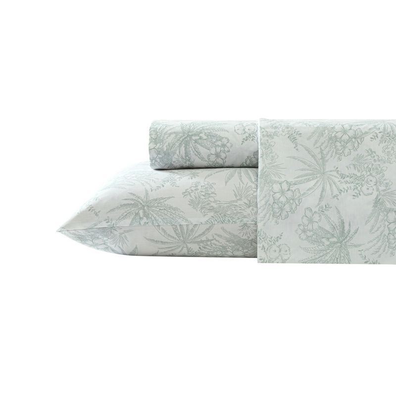 Pen and Ink Green Cotton Percale King Sheet Set