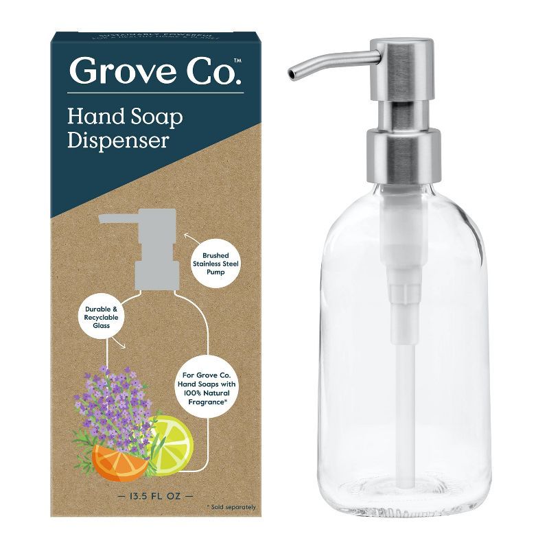 Stainless Steel and Glass Refillable Hand Soap Dispenser