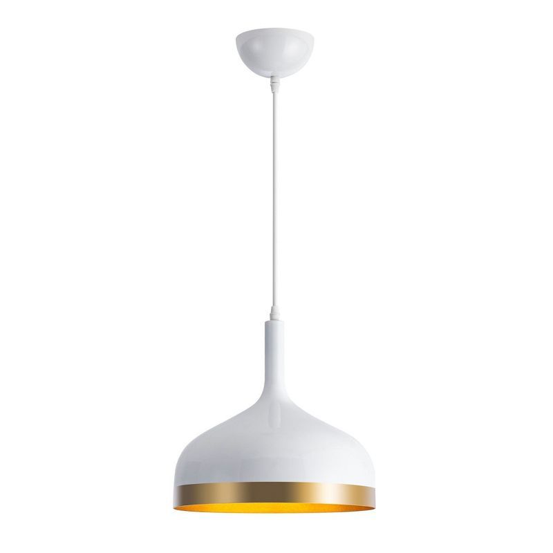 White and Gold Adjustable Height Mini Pendant Light