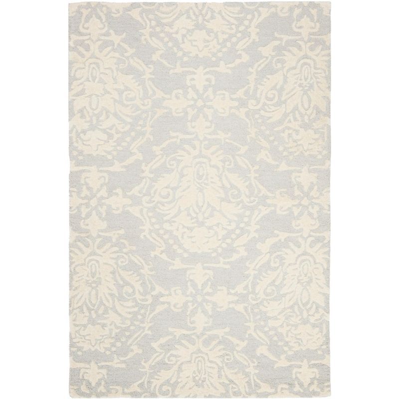 Elegant Floral Essence Hand-Tufted Wool Area Rug - 4' x 6' Grey