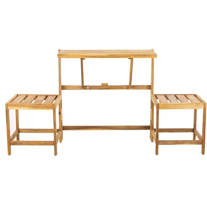 Natural Brown Acacia Wood Transformer Outdoor Bench/Table