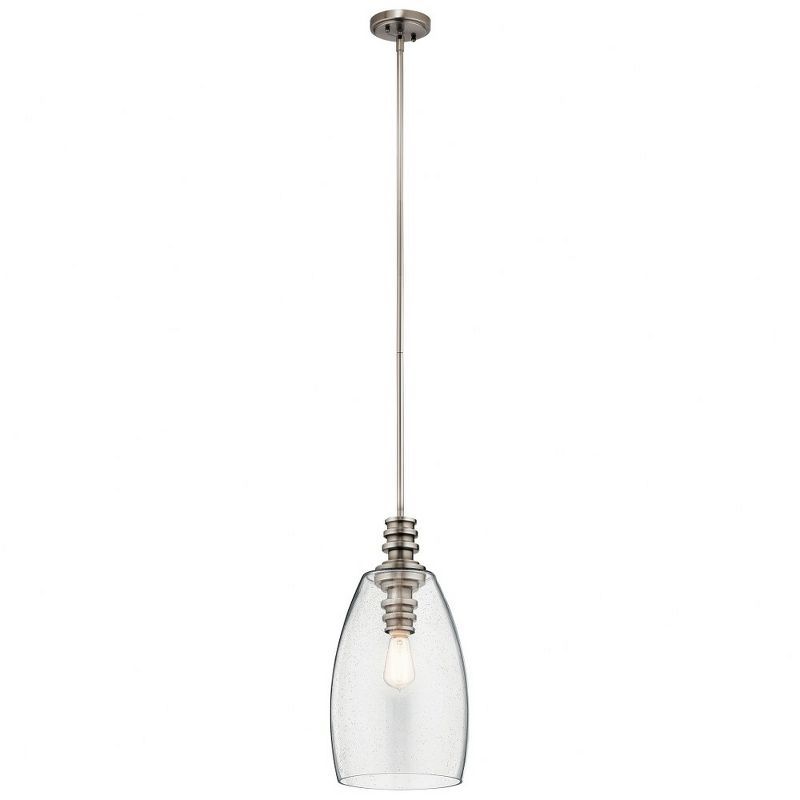 Classic Pewter Glass Dome Pendant Light