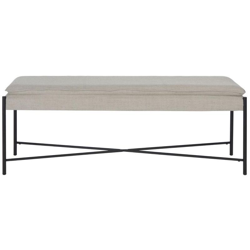 Light Grey Linen Cushioned Minimalist X Bench