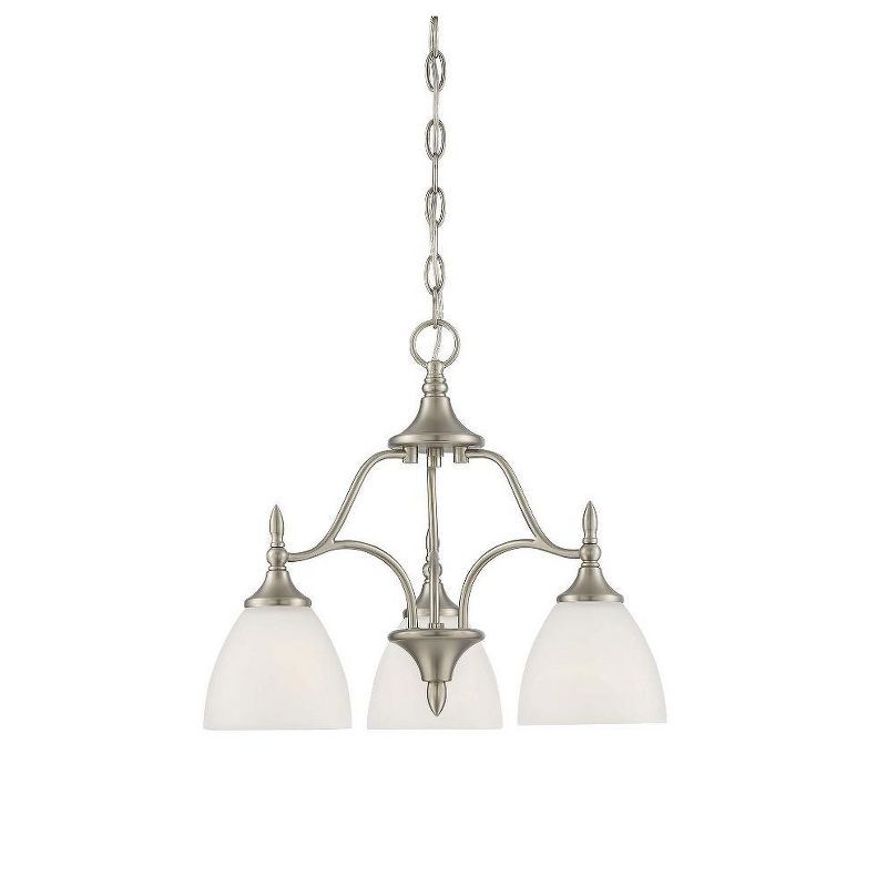 Herndon Satin Nickel 3-Light Chandelier with Frosted Glass Shades